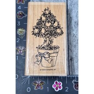 Stampin' Up! Fruit Tree Potted Ribbon 1999 Rubber Stamp Wood #V30